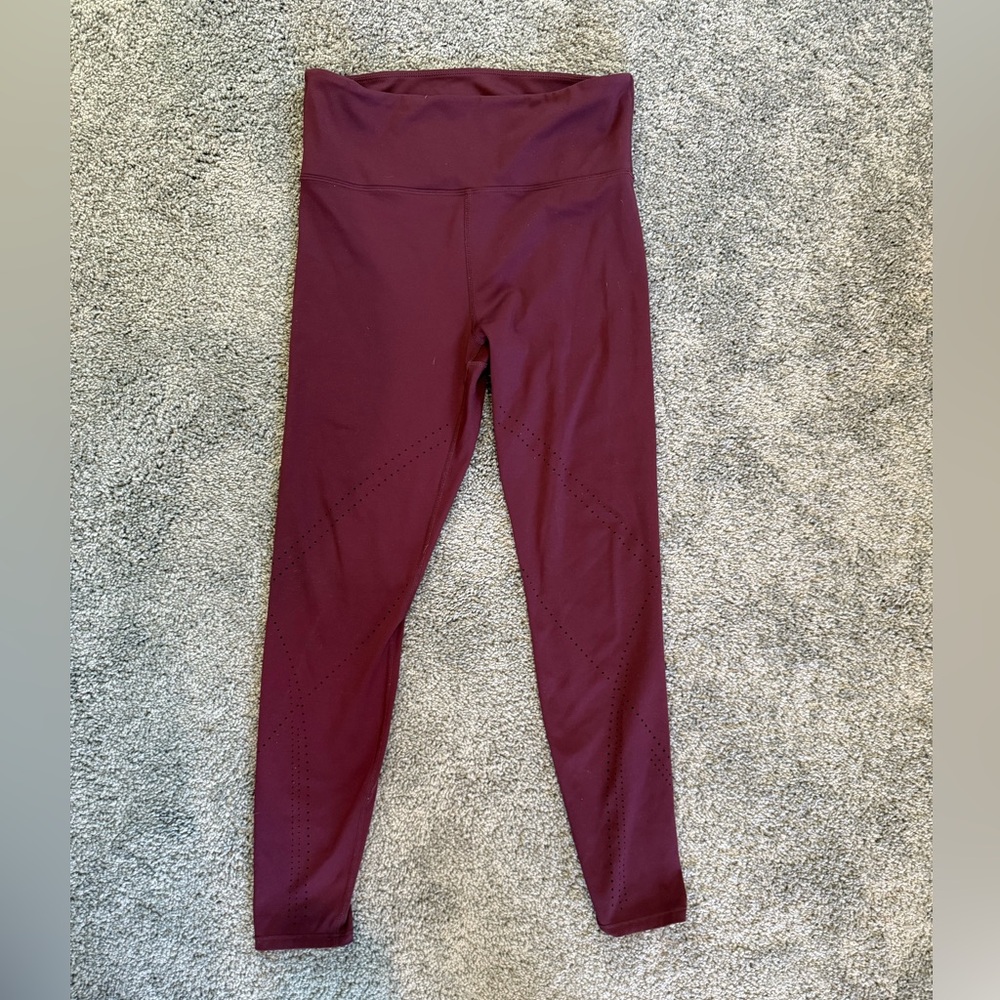 Burgundy High-Waisted Workout Leggings